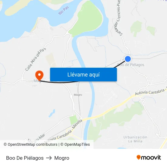 Boo De Piélagos to Mogro map