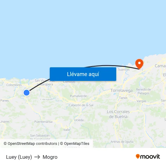Luey (Luey) to Mogro map