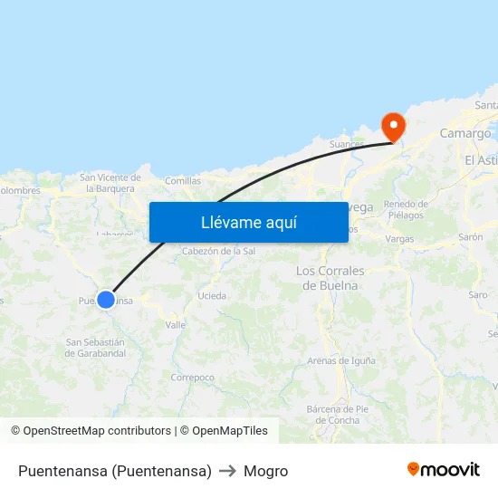 Puentenansa (Puentenansa) to Mogro map