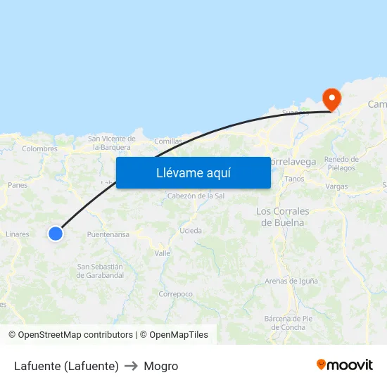 Lafuente (Lafuente) to Mogro map