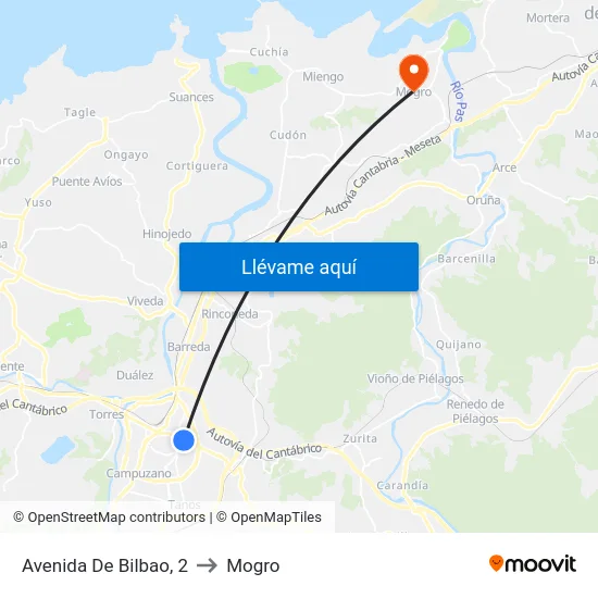 Avenida De Bilbao, 2 to Mogro map