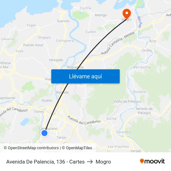Avenida De Palencia, 136 - Cartes to Mogro map