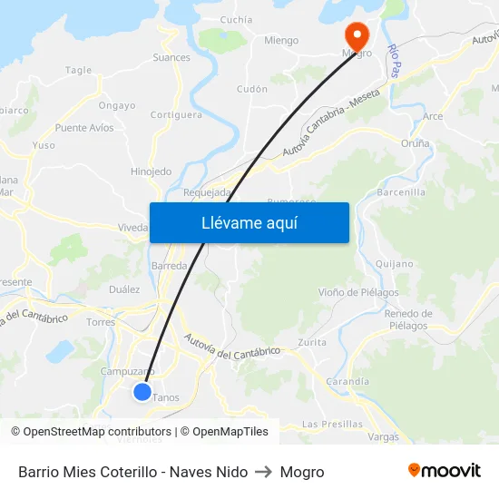 Barrio Mies Coterillo - Naves Nido to Mogro map