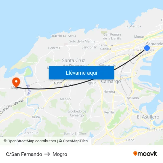 C/San Fernando to Mogro map