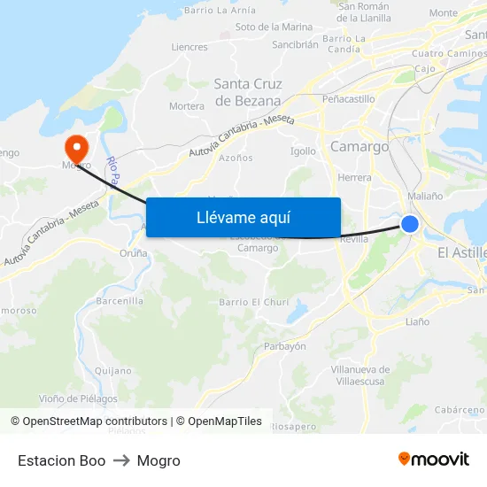 Estacion Boo to Mogro map