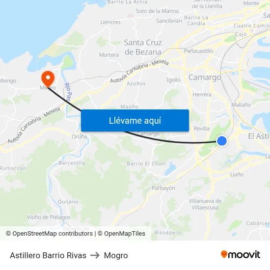 Astillero Barrio Rivas to Mogro map