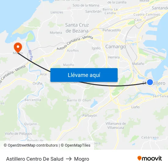 Astillero Centro De Salud to Mogro map
