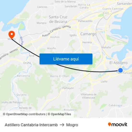 Astillero Cantabria-Intercamb to Mogro map