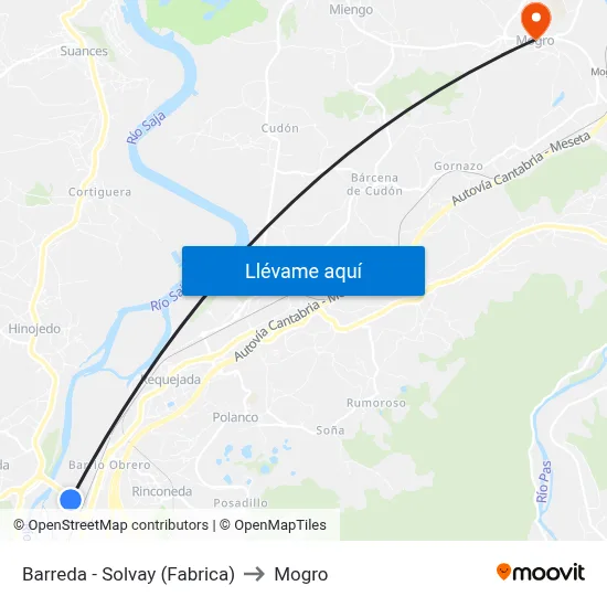 Barreda - Solvay (Fabrica) to Mogro map