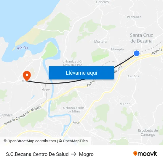 S.C.Bezana Centro De Salud to Mogro map