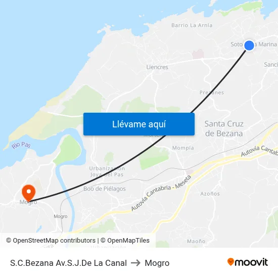 S.C.Bezana Av.S.J.De La Canal to Mogro map