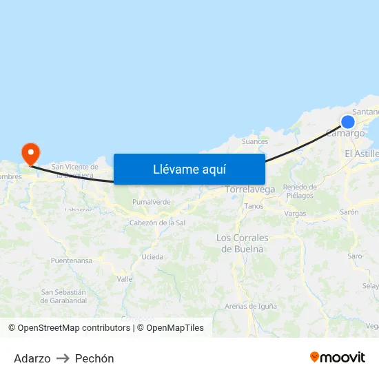 Adarzo to Pechón map