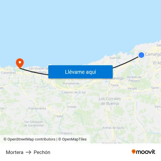 Mortera to Pechón map