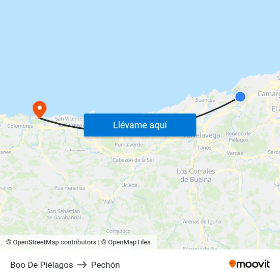 Boo De Piélagos to Pechón map