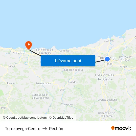 Torrelavega-Centro to Pechón map