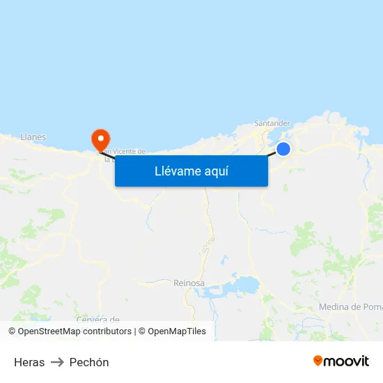 Heras to Pechón map