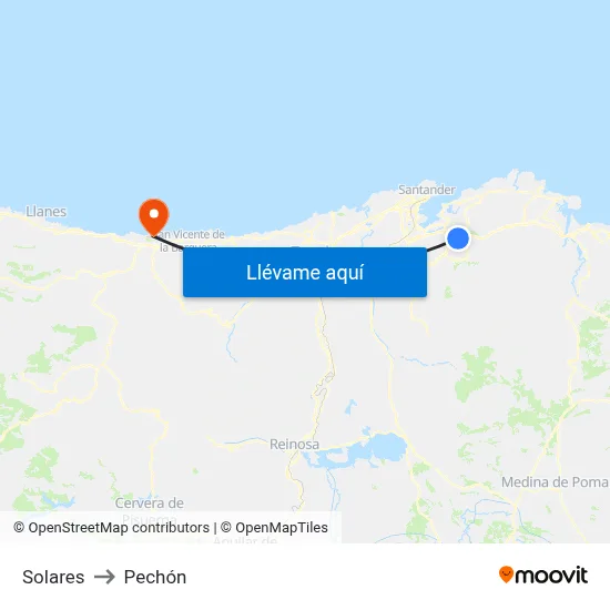 Solares to Pechón map