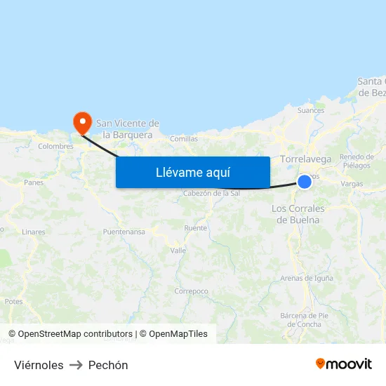 Viérnoles to Pechón map