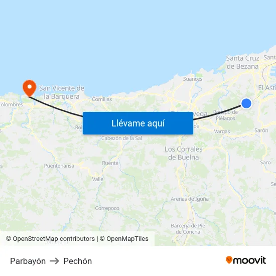 Parbayón to Pechón map