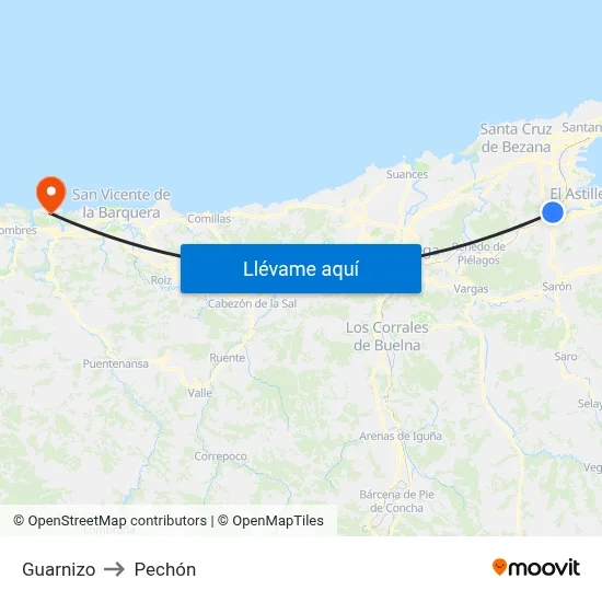 Guarnizo to Pechón map