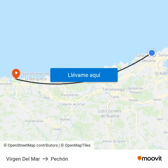 Virgen Del Mar to Pechón map