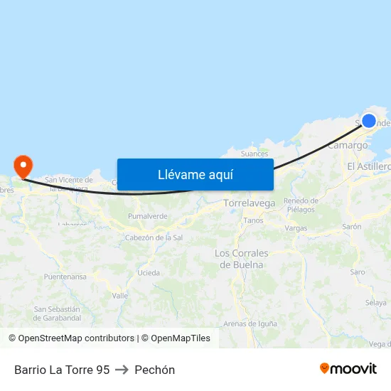 Barrio La Torre 95 to Pechón map