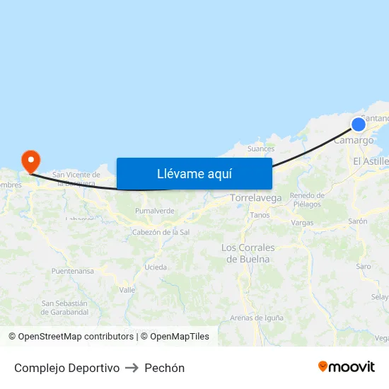 Complejo Deportivo to Pechón map