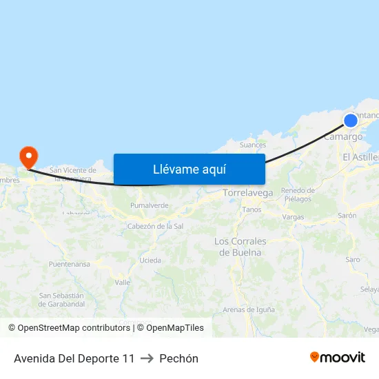 Avenida Del Deporte 11 to Pechón map