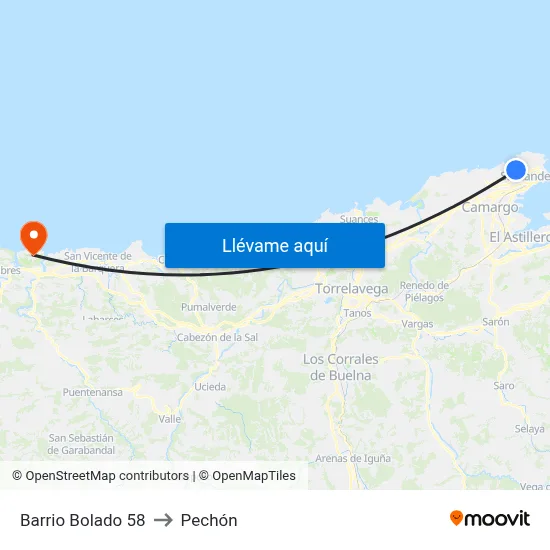 Barrio Bolado 58 to Pechón map