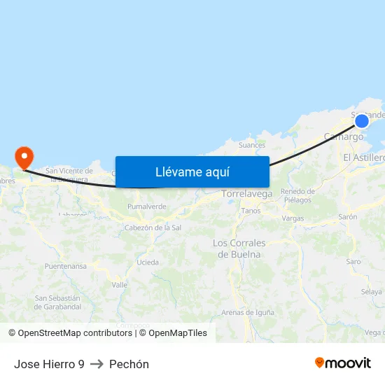 Jose Hierro 9 to Pechón map