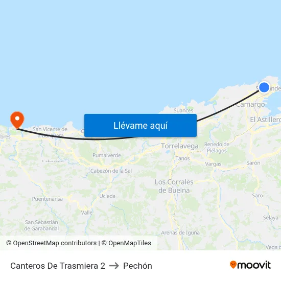 Canteros De Trasmiera 2 to Pechón map