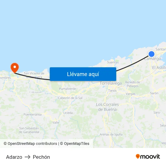 Adarzo to Pechón map