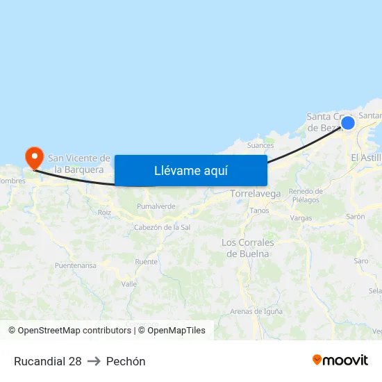 Rucandial 28 to Pechón map