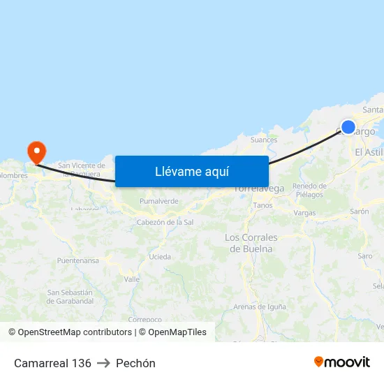 Camarreal 136 to Pechón map