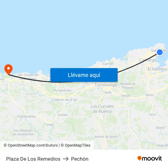 Plaza De Los Remedios to Pechón map