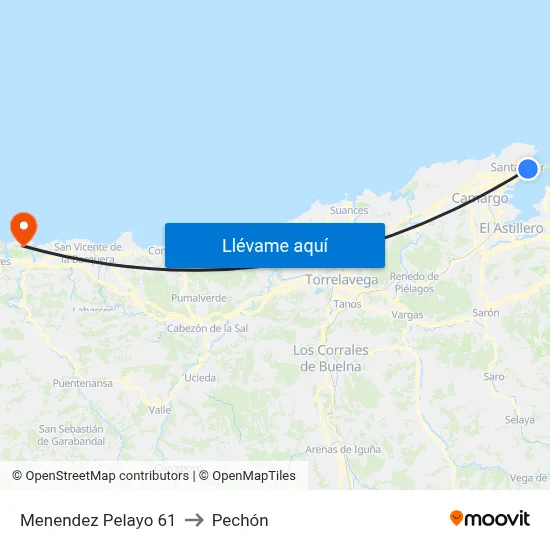 Menendez Pelayo 61 to Pechón map