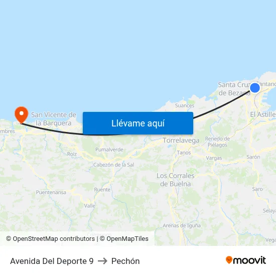 Avenida Del Deporte 9 to Pechón map