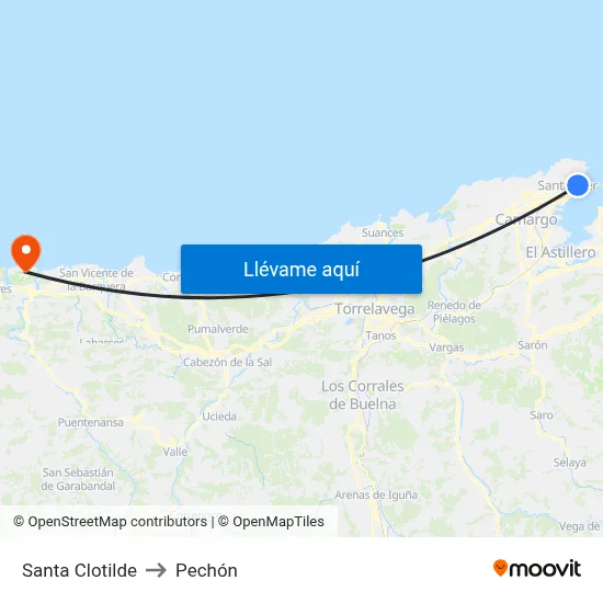 Santa Clotilde to Pechón map