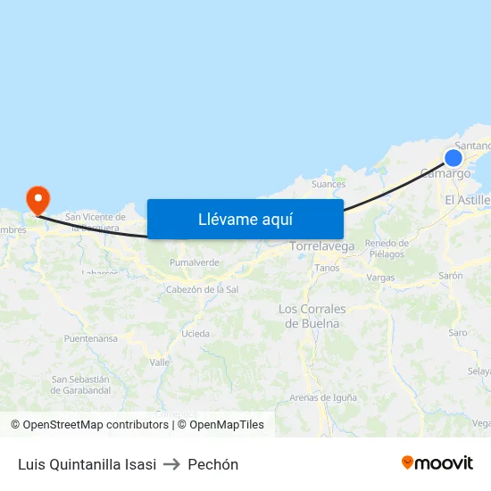 Luis Quintanilla Isasi to Pechón map