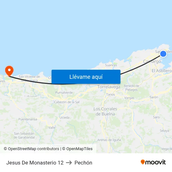 Jesus De Monasterio 12 to Pechón map