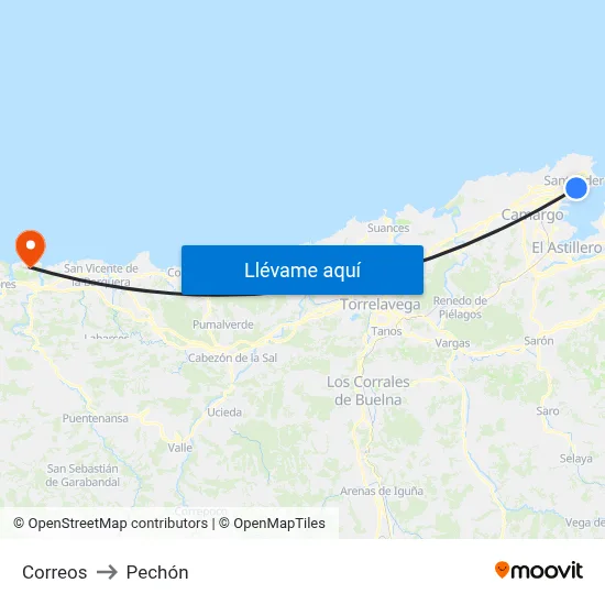 Correos to Pechón map