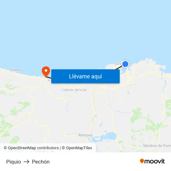 Piquio to Pechón map