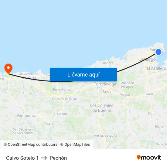 Calvo Sotelo 1 to Pechón map