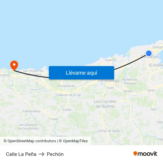 Calle La Peña to Pechón map