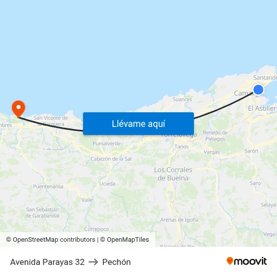 Avenida Parayas 32 to Pechón map