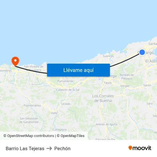Barrio Las Tejeras to Pechón map
