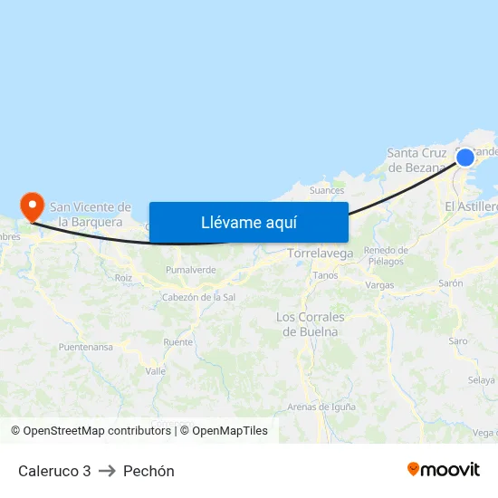 Caleruco 3 to Pechón map