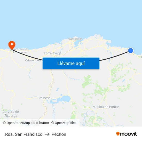 Rda. San Francisco to Pechón map