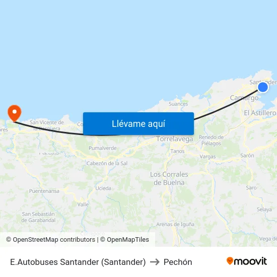 E.Autobuses Santander (Santander) to Pechón map