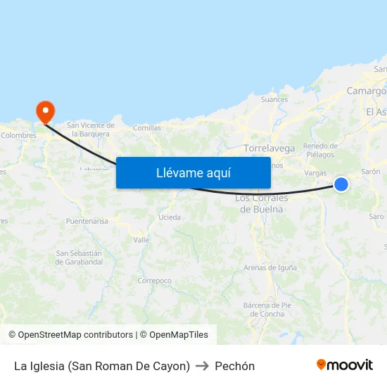 La Iglesia (San Roman De Cayon) to Pechón map